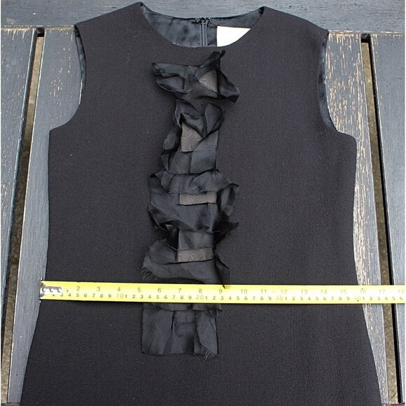 Olivine Gabbro - Sleeveless Wool Sheath Dress with Silk Organza Accents, size 4 - Picture 7 of 15